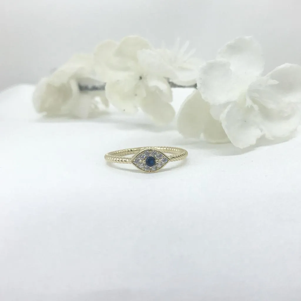 10k Gold Evil Eye CZ Ring