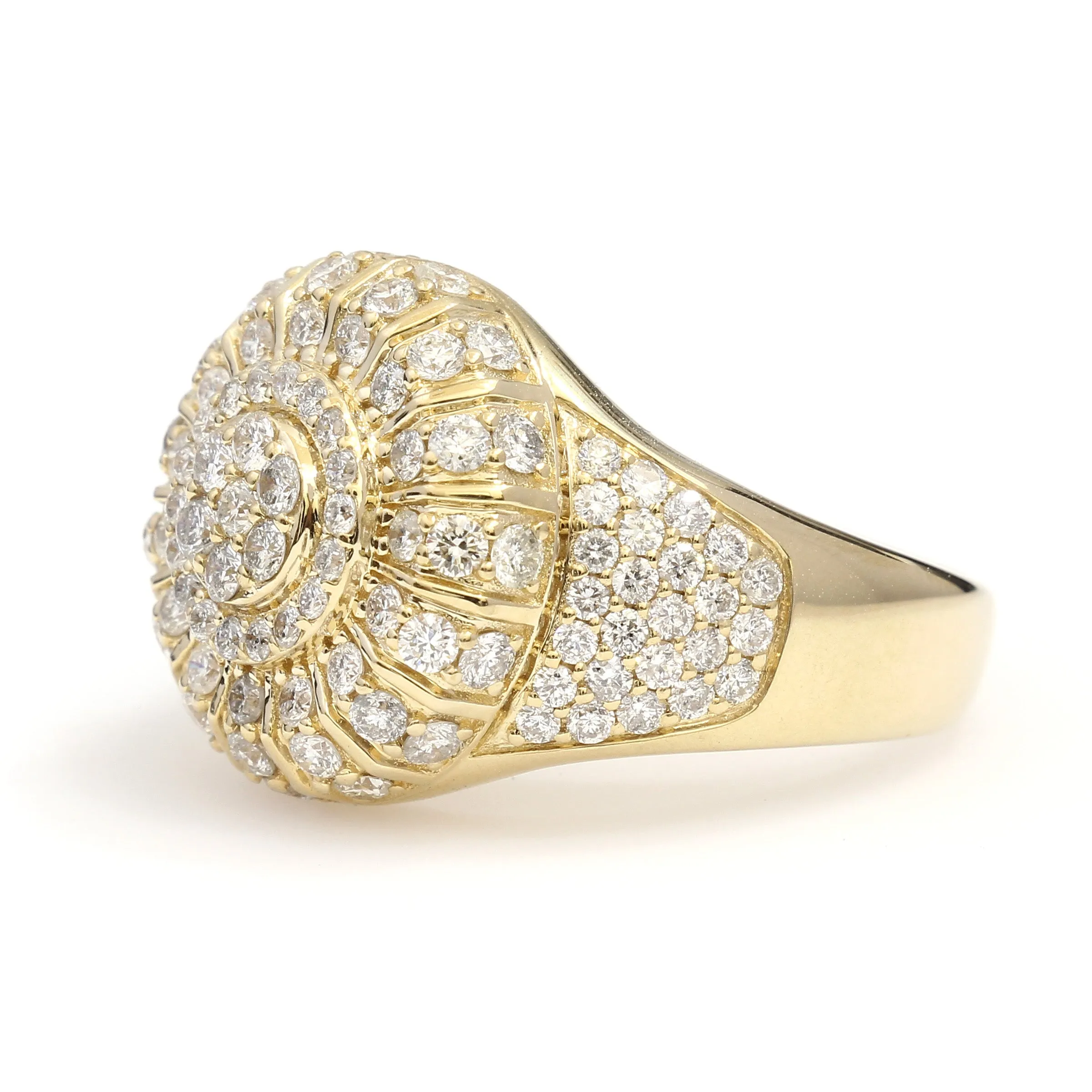 10K Yellow Gold Circle Pave Ring 2.45 Ctw