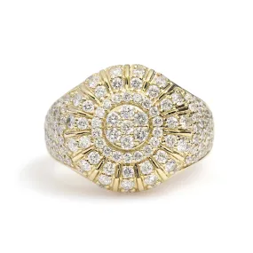 10K Yellow Gold Circle Pave Ring 2.45 Ctw