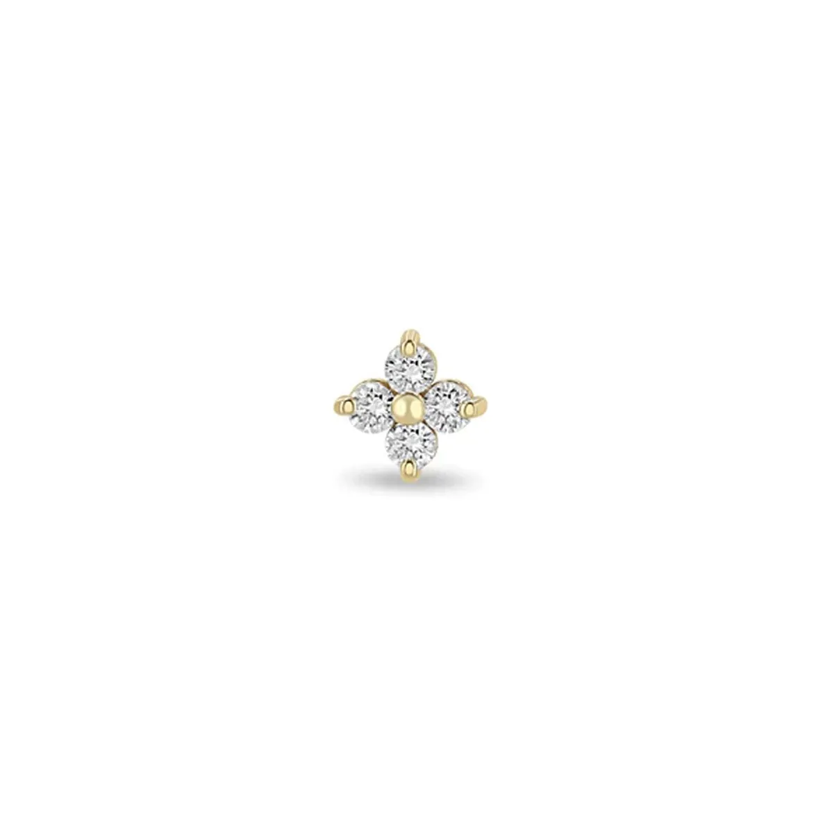 14K Gold Quad Stud Earring with Four Diamonds