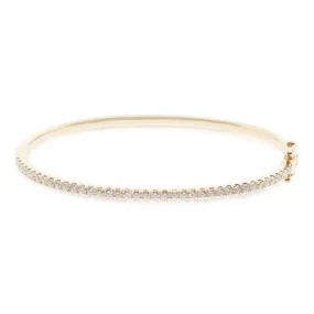 14K YELLOW GOLD 2MM BANGLE BRACELET WITH DIAMONDS 0.95CTW