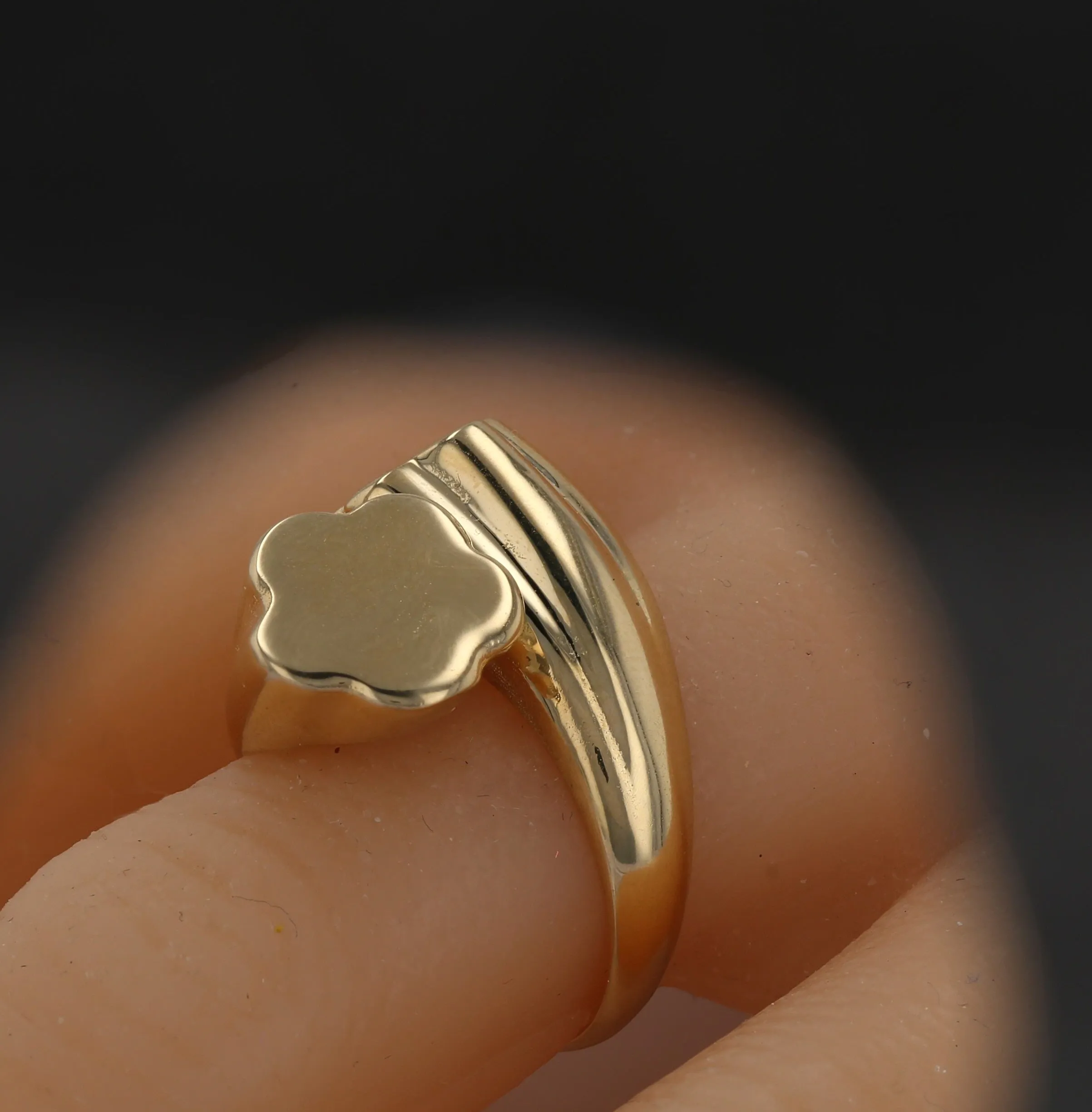 14K Yellow gold duo clover ring