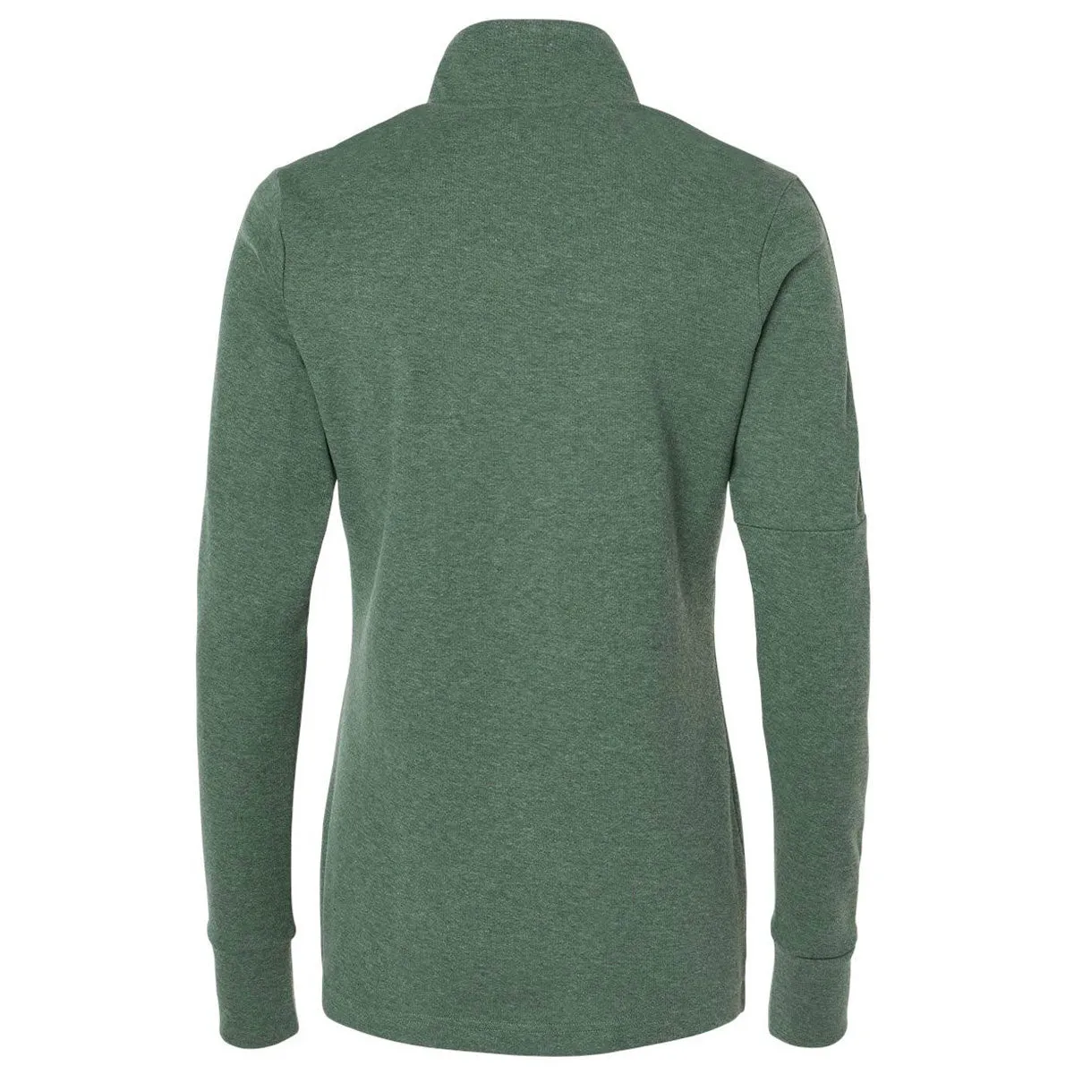 adidas Women's Green Oxide Melange 3-Stripes Quarter Zip Pullover