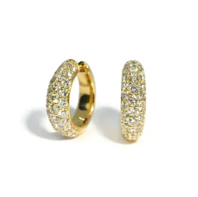 AFJ Diamond Collection - Pave Diamond Hoop Earrings, Yellow Gold