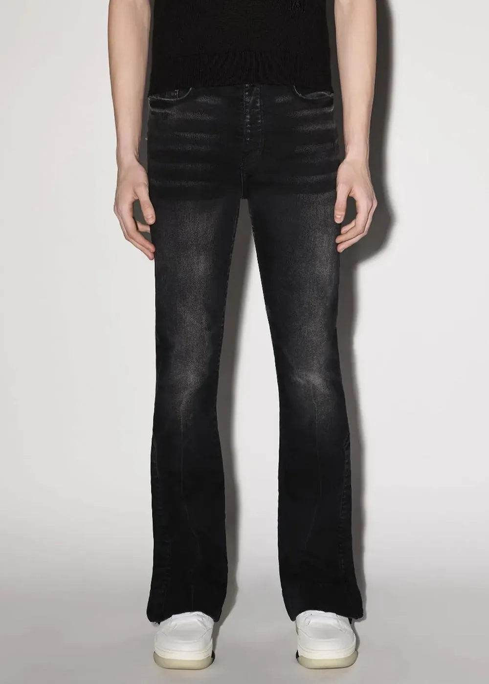 Aged Black Stack Flair Jeans