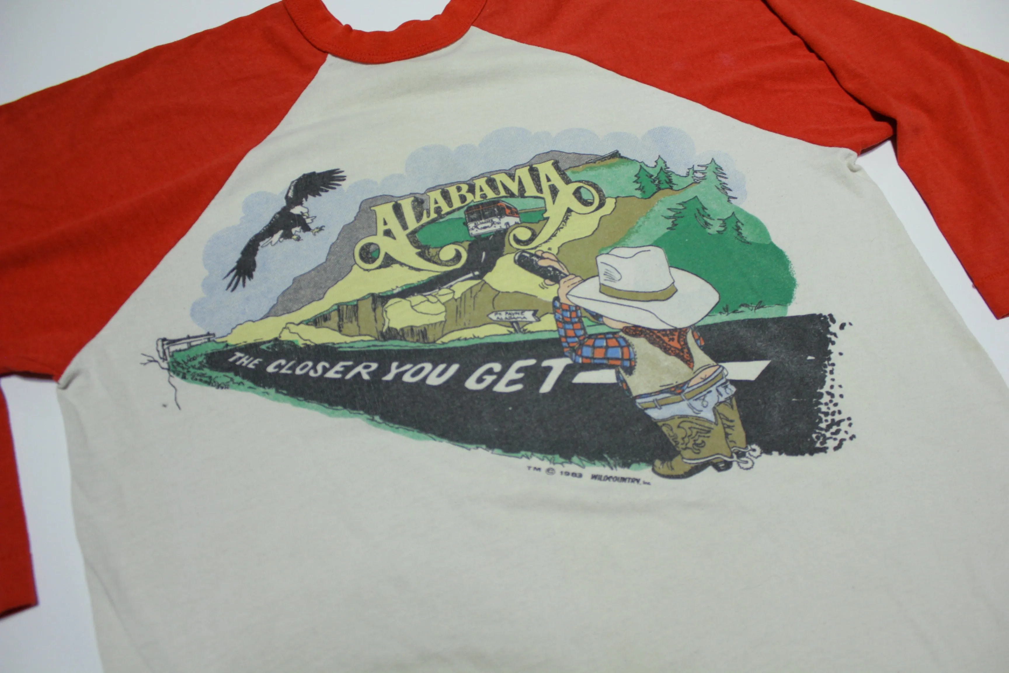 Alabama 1983 Closer You Get Vintage 80's 3/4 Raglan Sleeve Jersey Tour '83 T-Shirt