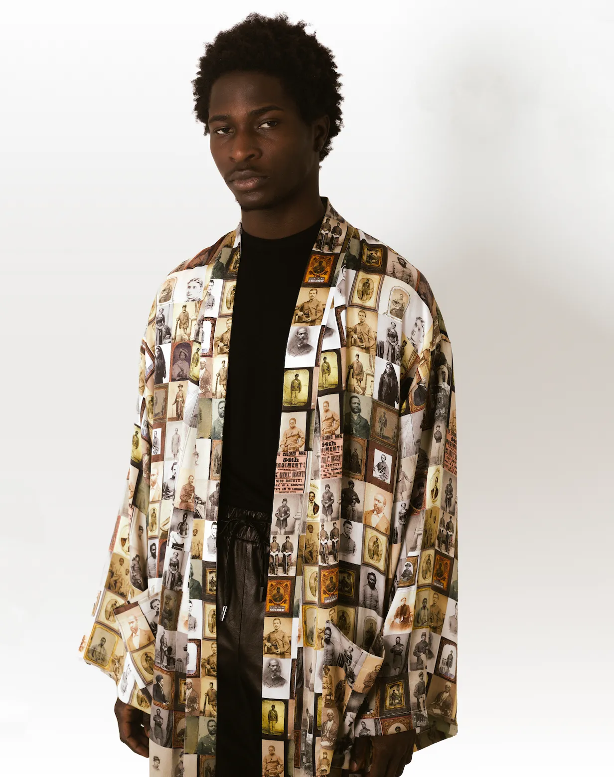 Black Civil War Soldier Kimono - Silk Charmeuse