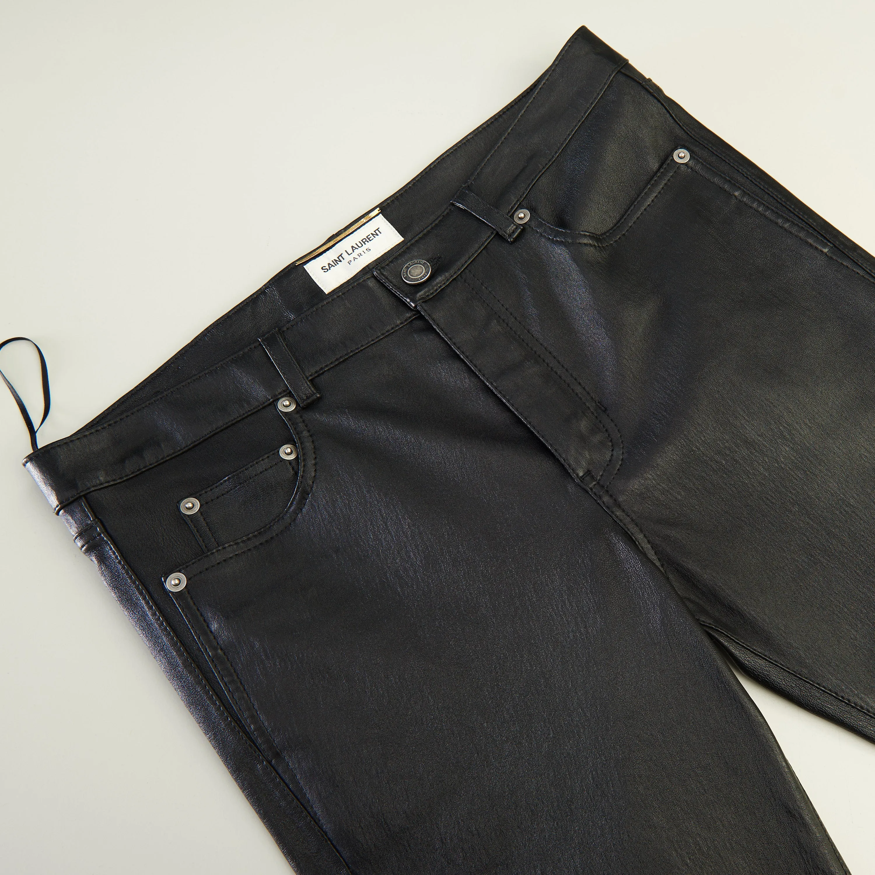 Black Leather Jeans - Low Waist, Skinny Fit, 5 Pocket Model