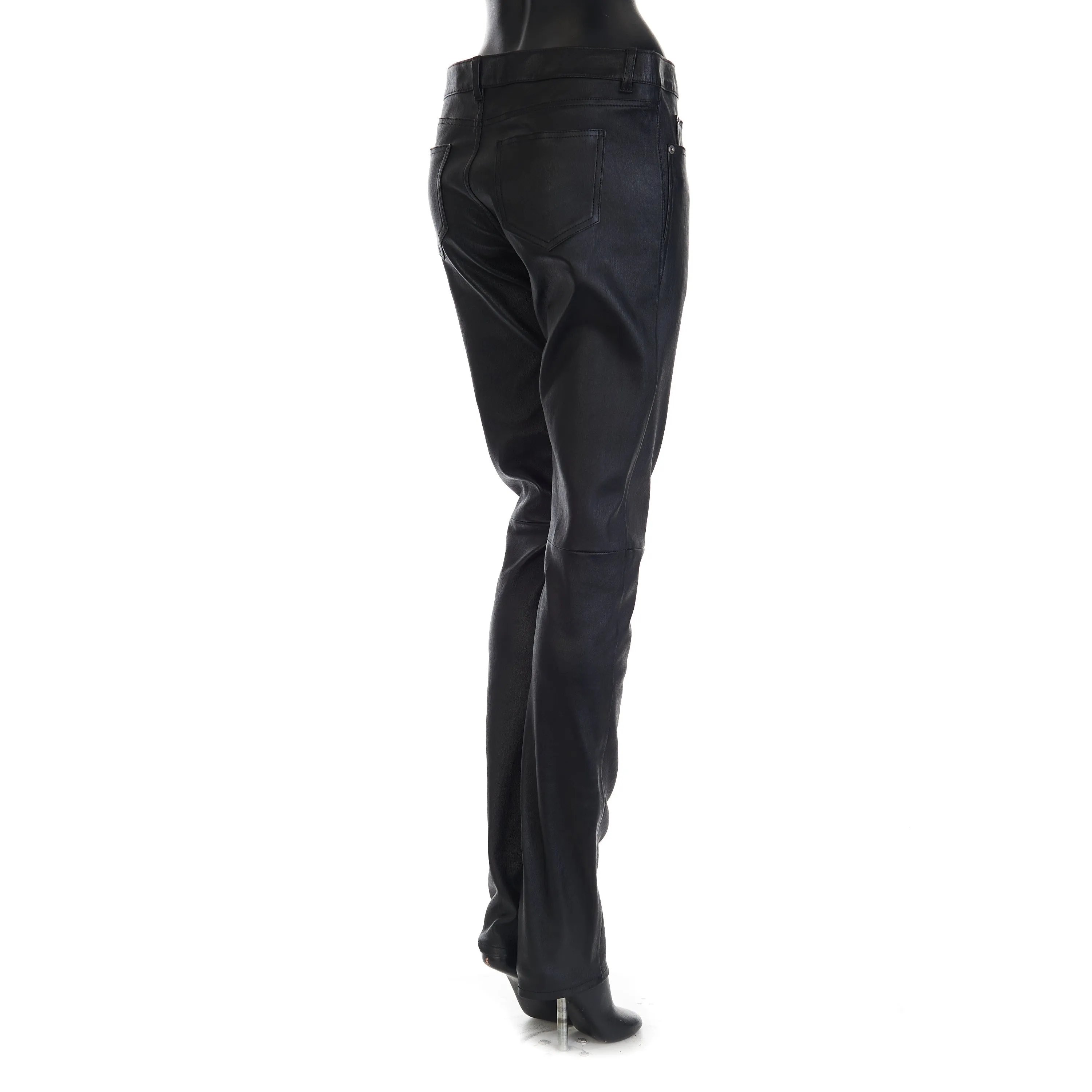 Black Leather Jeans - Low Waist, Skinny Fit, 5 Pocket Model