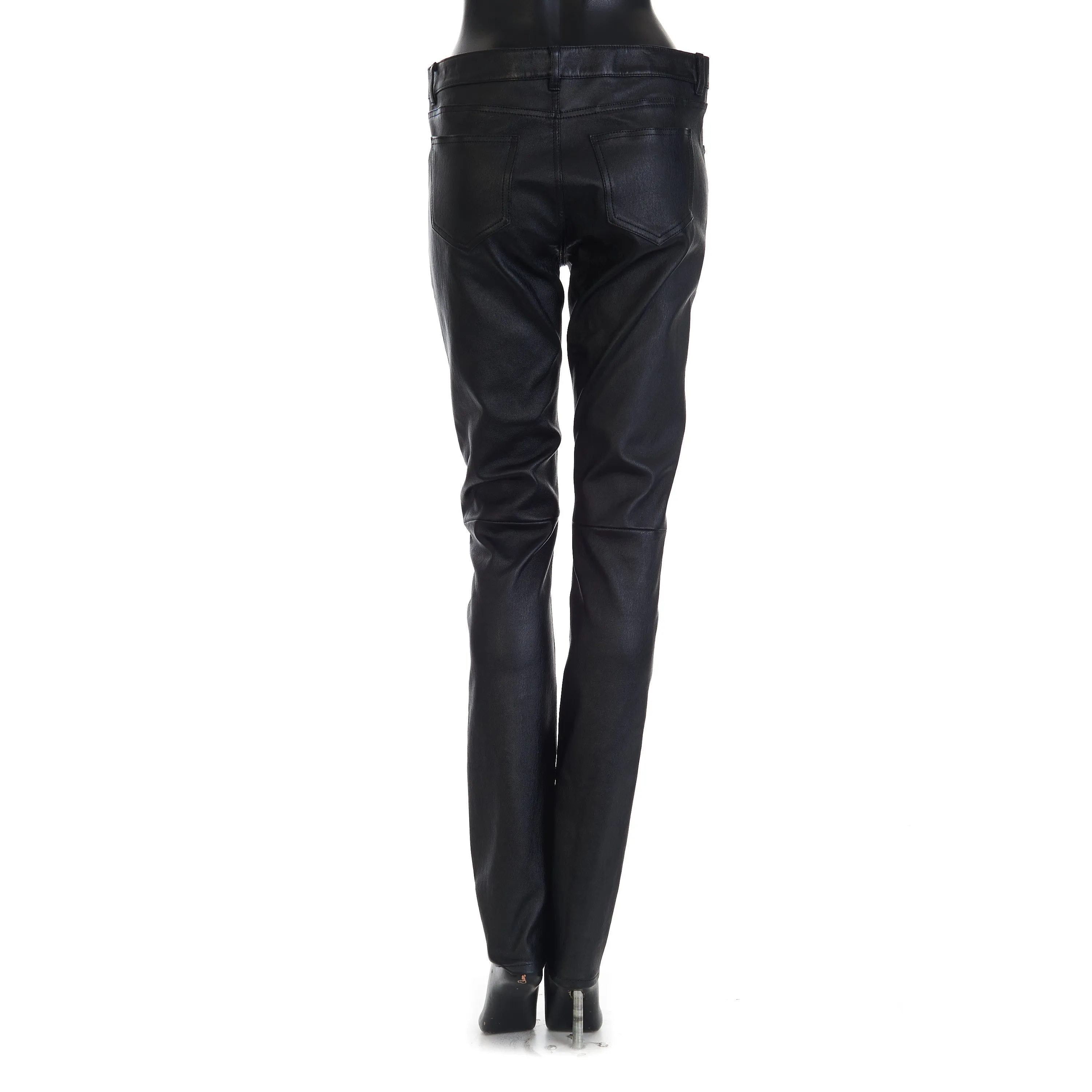 Black Leather Jeans - Low Waist, Skinny Fit, 5 Pocket Model