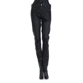 Black Leather Jeans - Low Waist, Skinny Fit, 5 Pocket Model