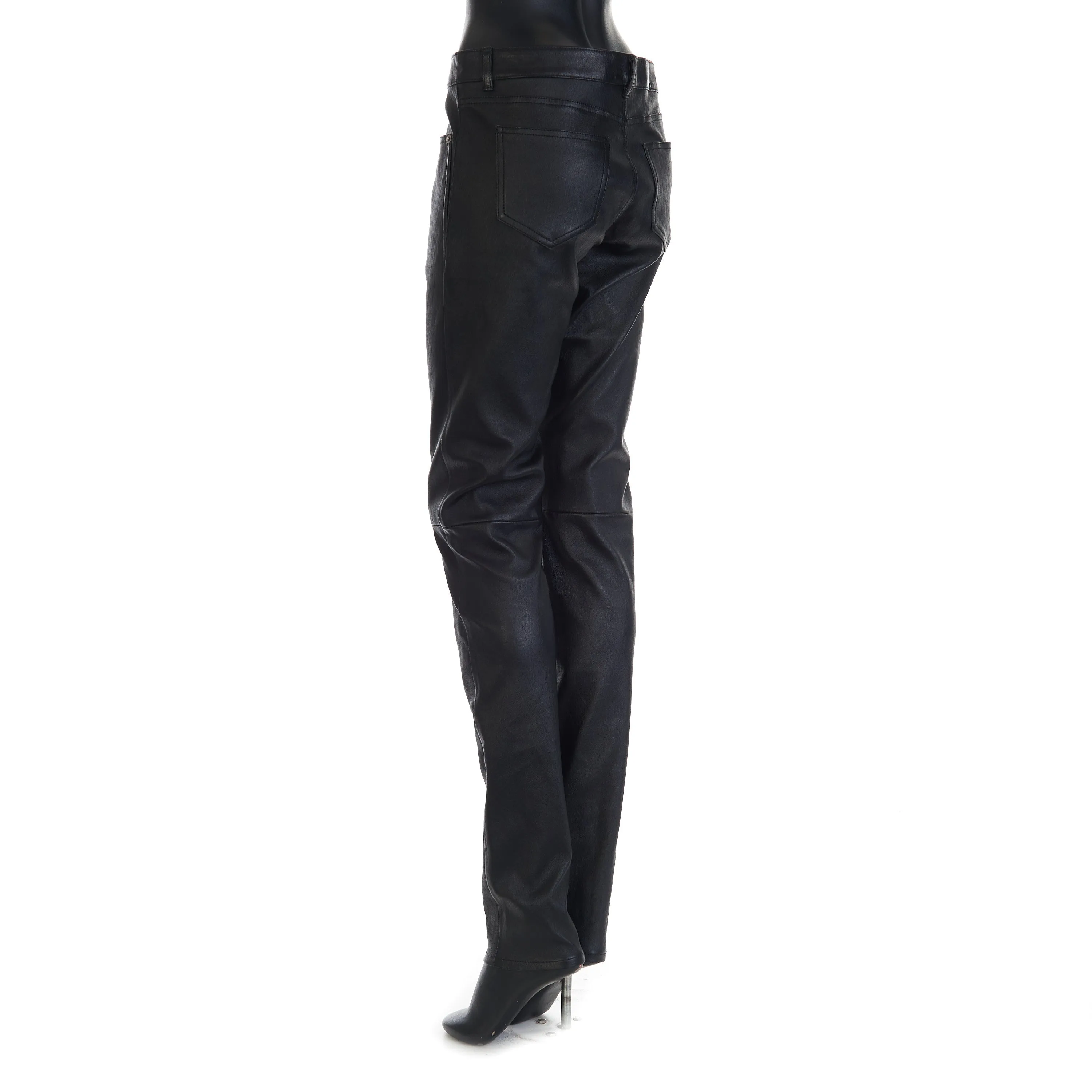 Black Leather Jeans - Low Waist, Skinny Fit, 5 Pocket Model