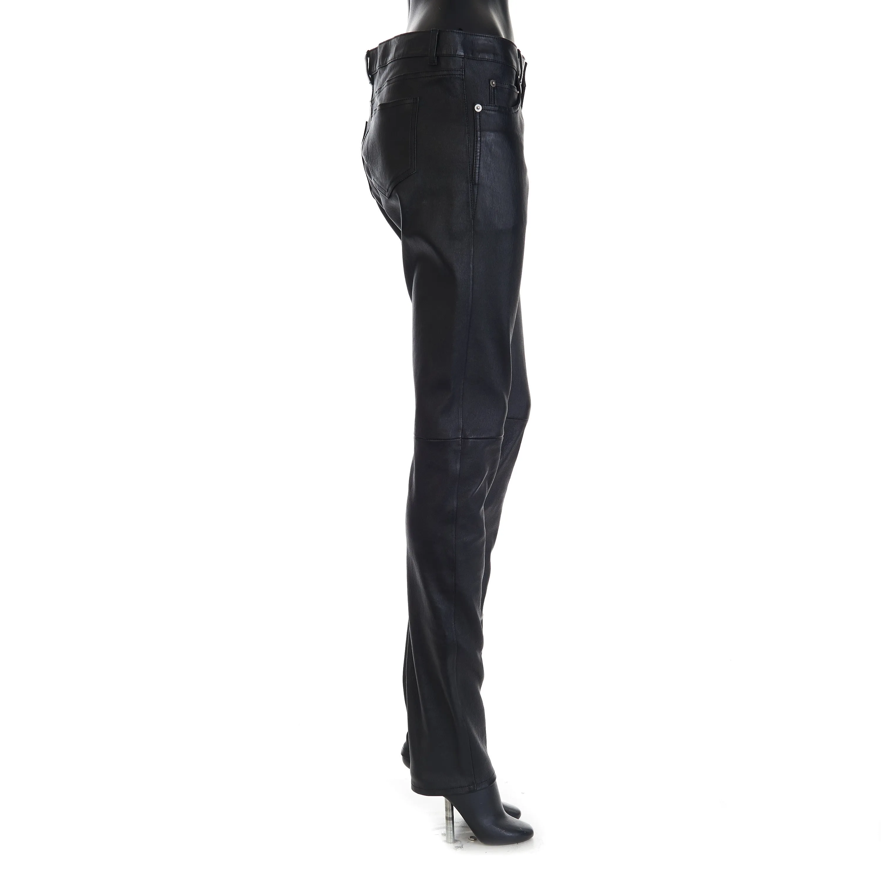 Black Leather Jeans - Low Waist, Skinny Fit, 5 Pocket Model