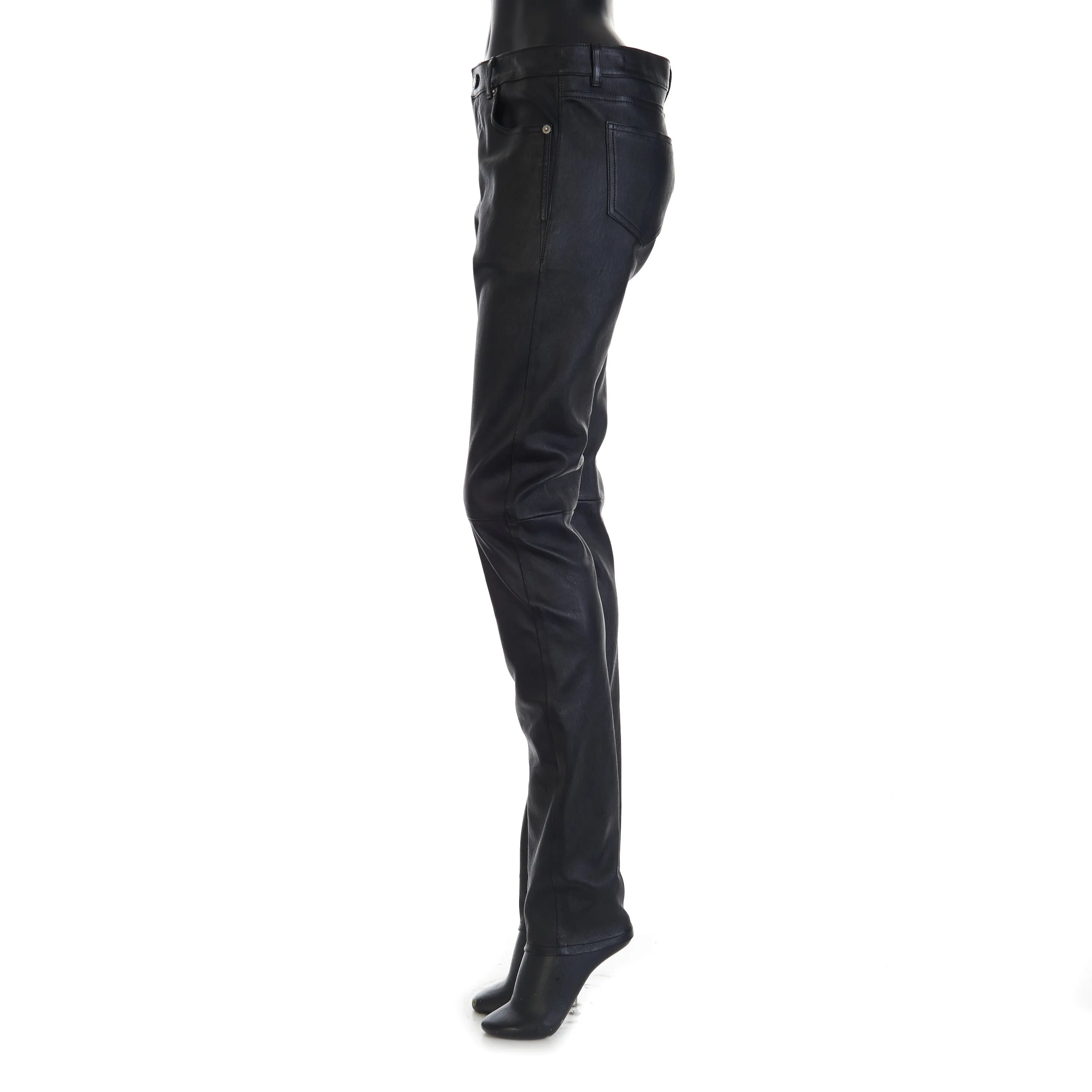 Black Leather Jeans - Low Waist, Skinny Fit, 5 Pocket Model