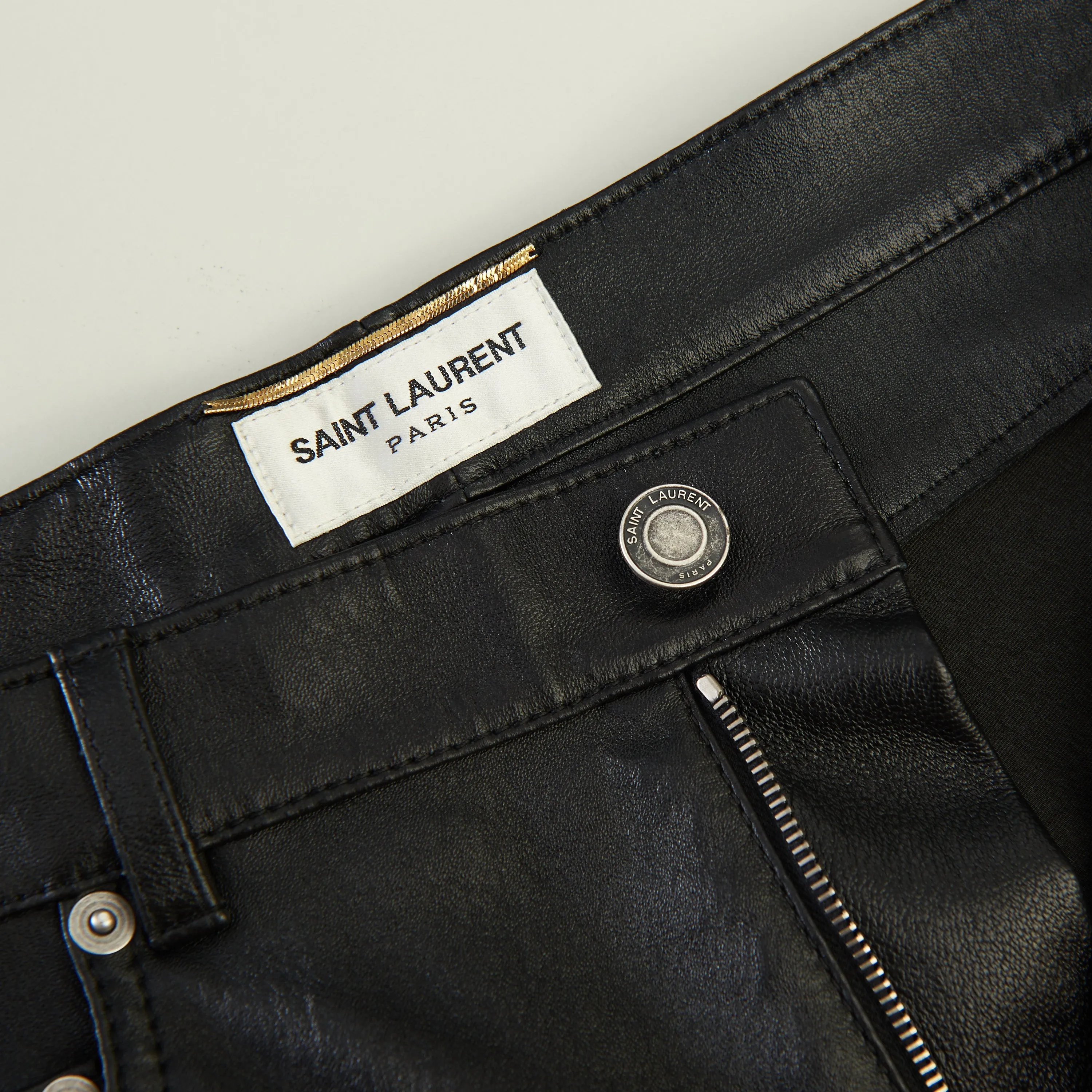 Black Leather Jeans - Low Waist, Skinny Fit, 5 Pocket Model