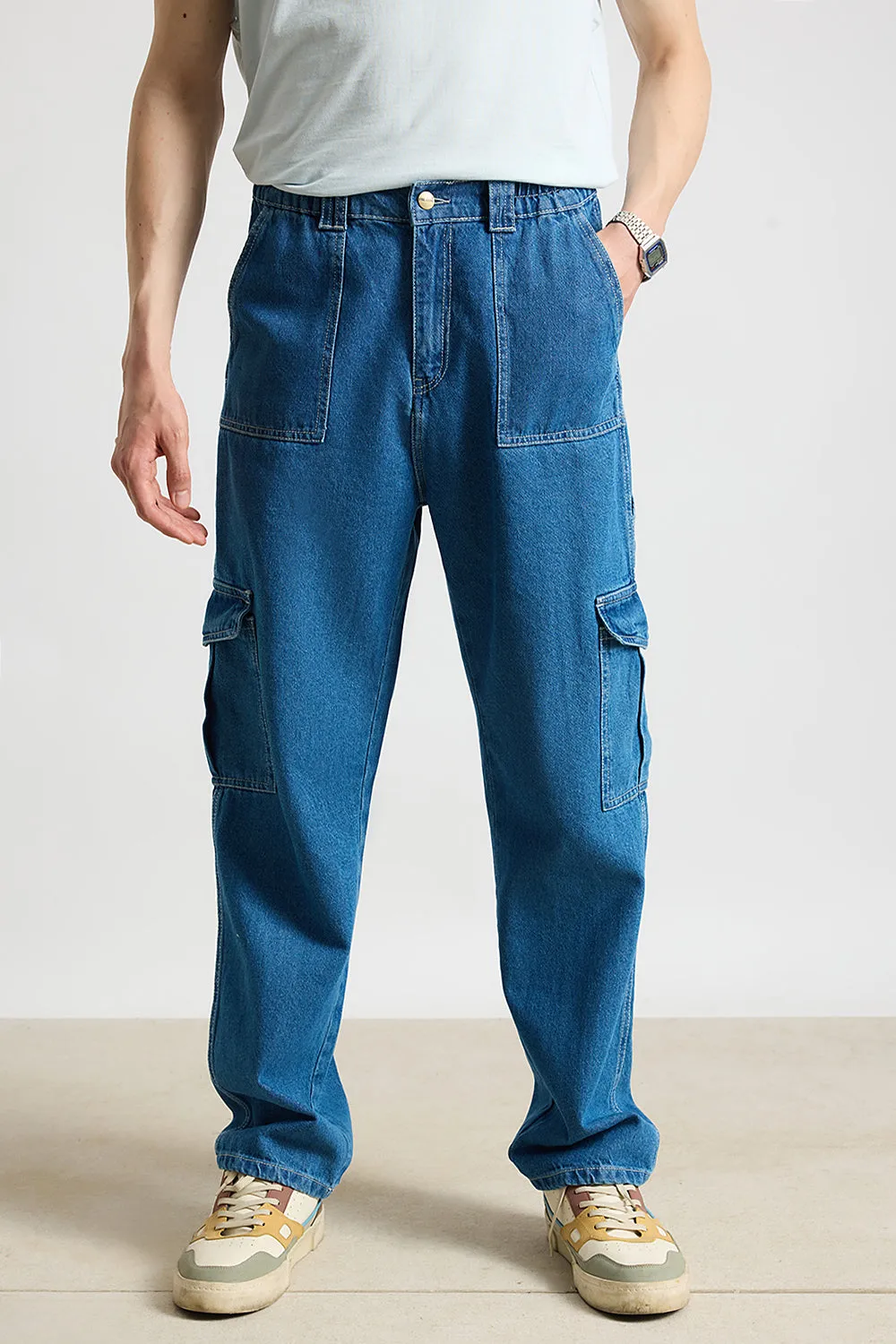 Blue Utility Men's Cargo Jeans