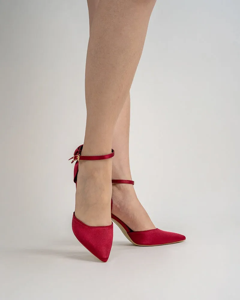 Bow Decor Satin Stiletto Heels