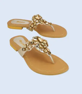 BW5938-DULL-GOLD-Women Formal Chappal