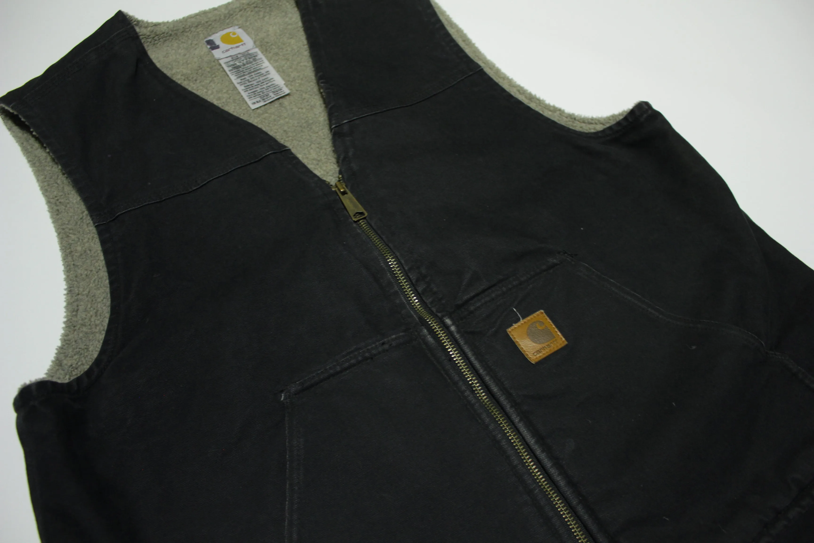 Carhartt V26 BLK Traditional Duck Arctic Fleece Lined Barn Chore Coat Work Vest Jacket