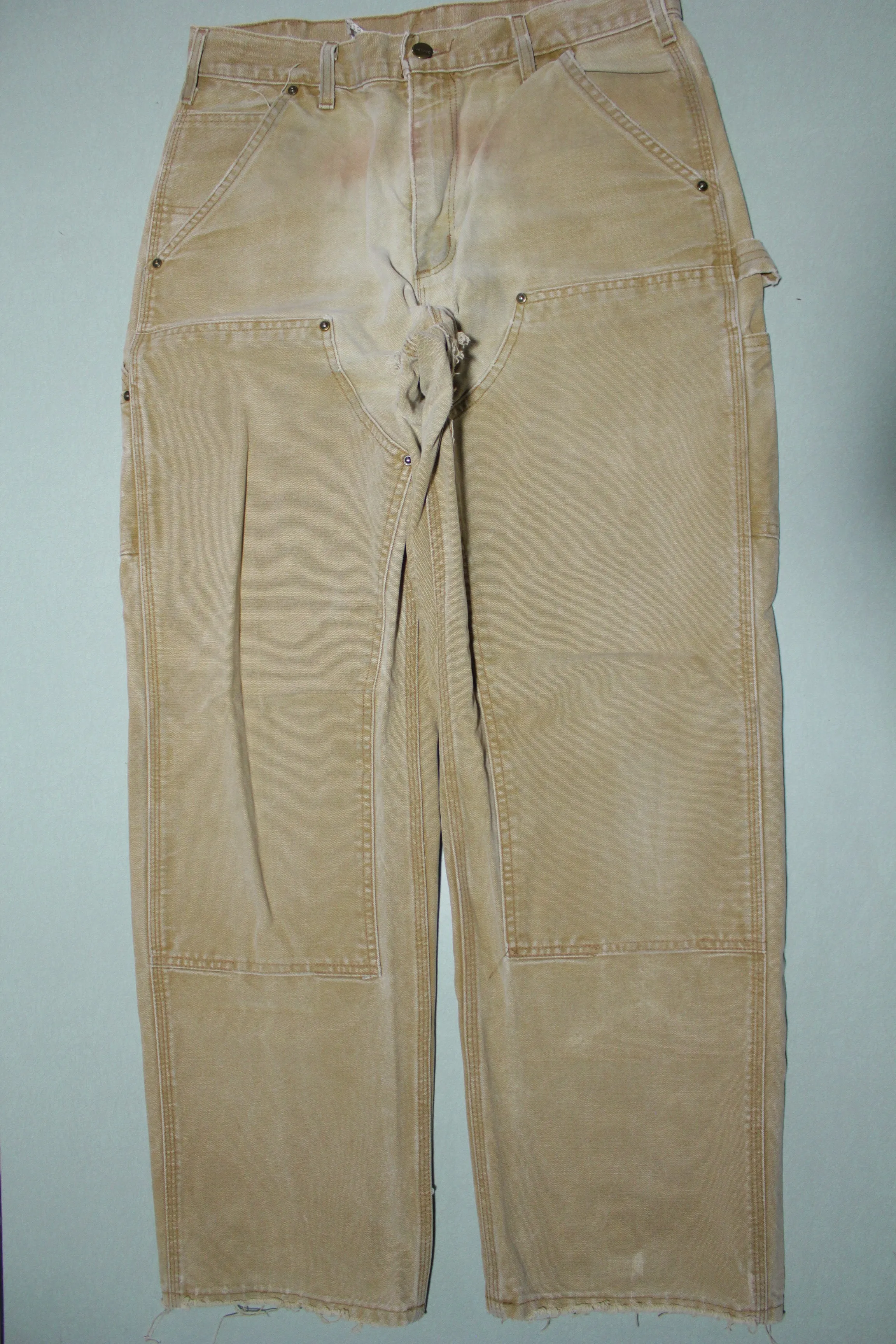 Carhartt Vintage Distressed B136 Double Knee Front Work Construction Utility Pants BRN