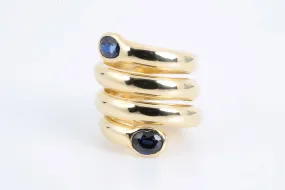 Cartier 18k Yellow Gold Vintage Sapphire Snake Ring Size 3 (15.65g.)