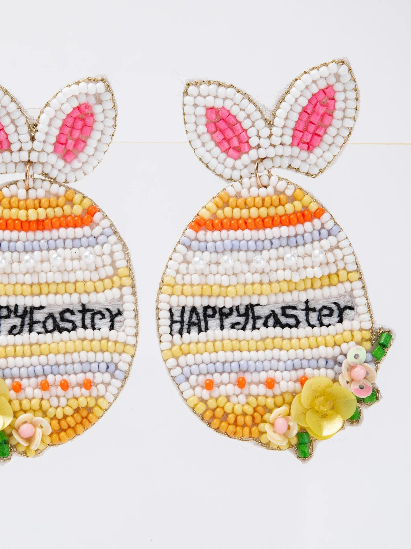 Chloe Happy Easter Floral Striped Egg Beaded Earrings