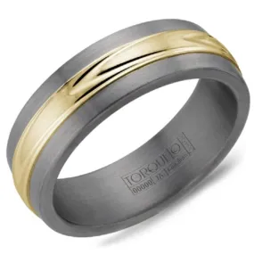 Crown Ring Torque Grey Tantalum & Yellow Gold 7mm Wedding Band