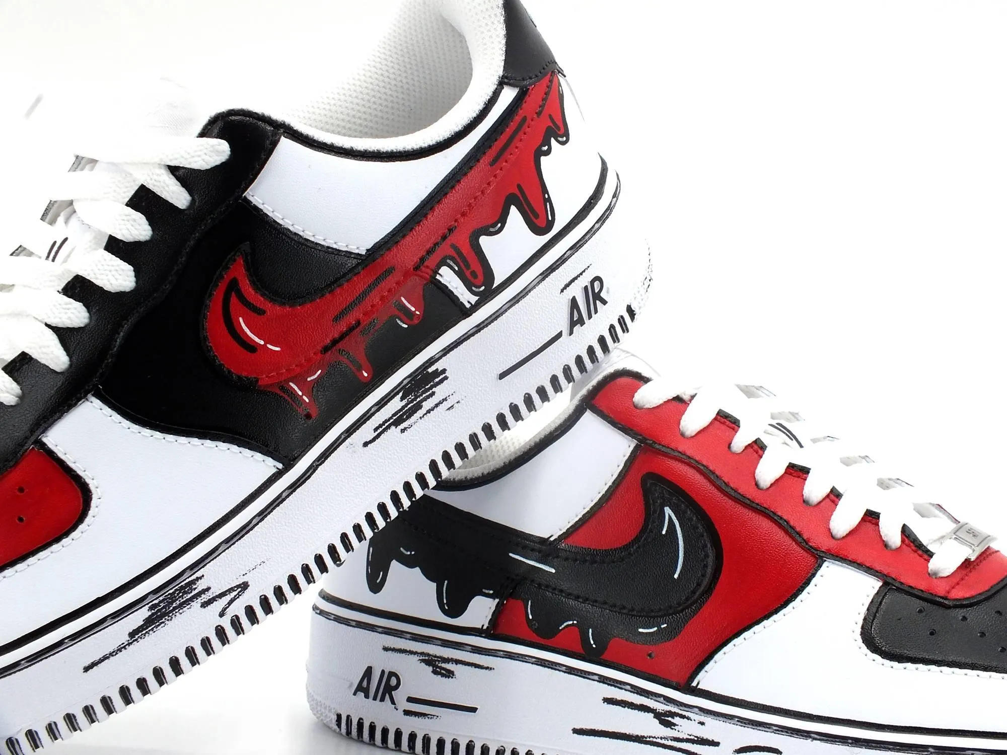 CUSTOM / Nike Air Force 1 Sneaker AF1 Comics Chicago Red White Black