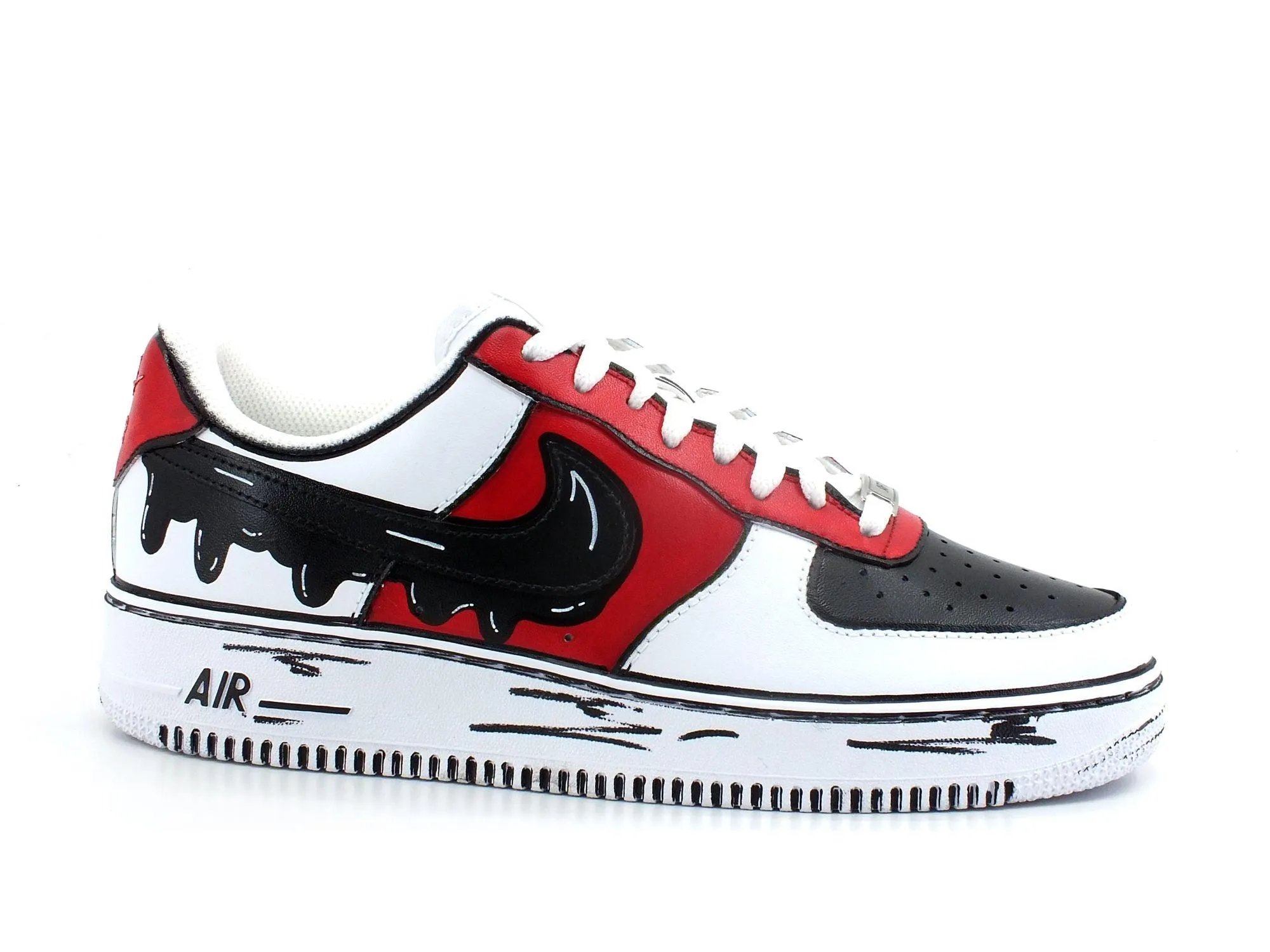 CUSTOM / Nike Air Force 1 Sneaker AF1 Comics Chicago Red White Black