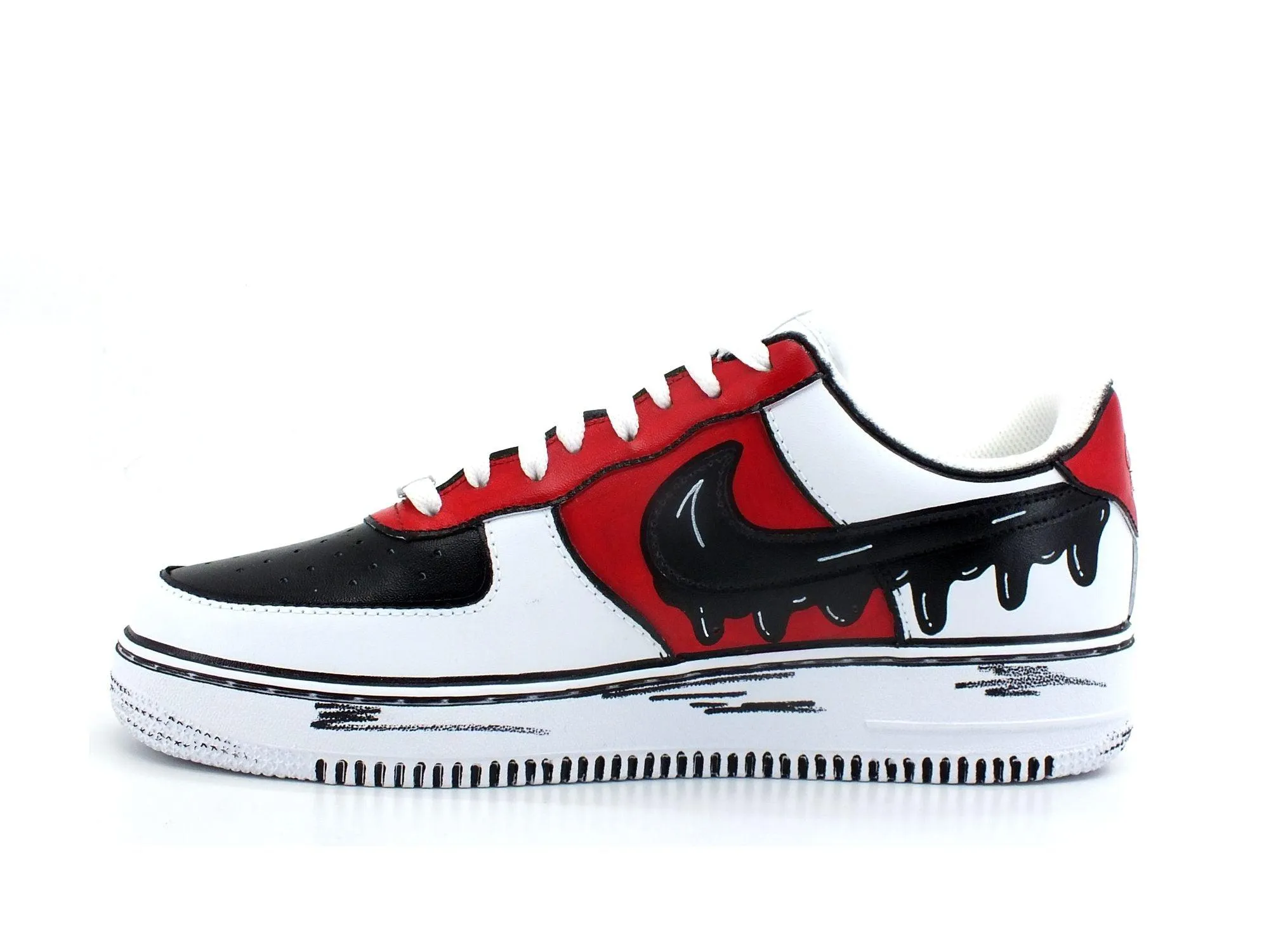 CUSTOM / Nike Air Force 1 Sneaker AF1 Comics Chicago Red White Black