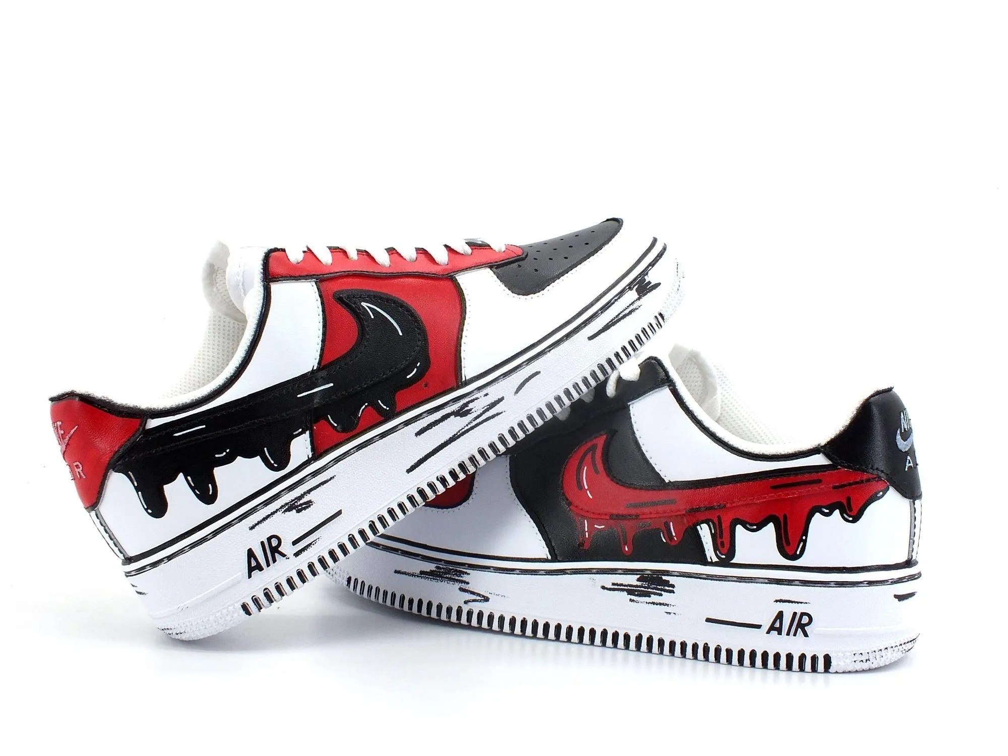 CUSTOM / Nike Air Force 1 Sneaker AF1 Comics Chicago Red White Black