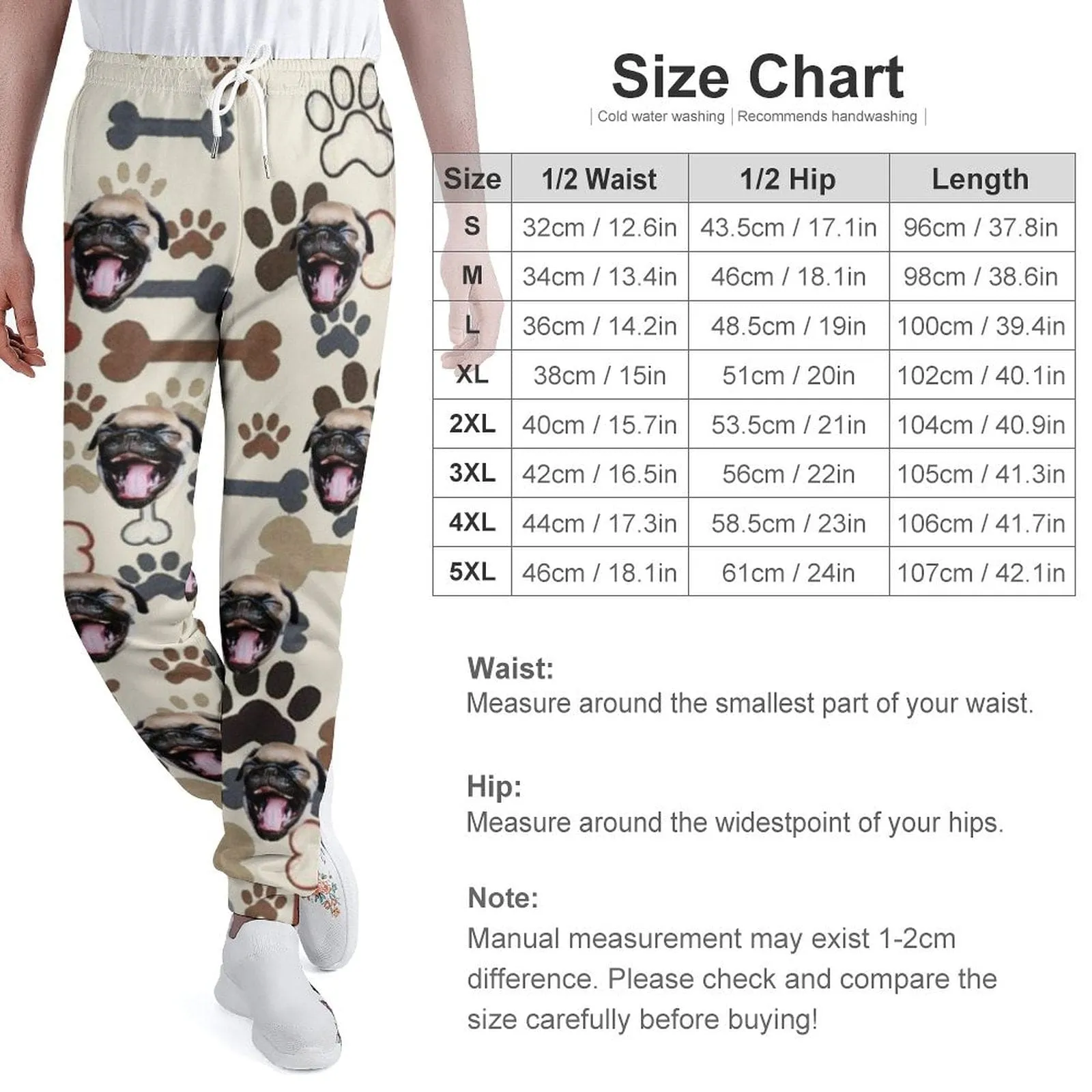 Custom Pet Face Bone Foot Print Unisex Hoodie&Sweatpant Set Personalized Couple Loose Hooded Pullover Casual Joggers