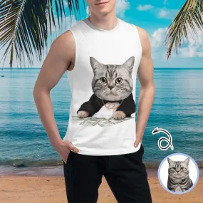 Custom photo Men's Sleeveless Full Size White Personalized T-Shirt