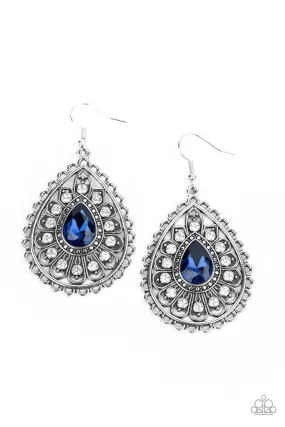 Eat, Drink and BEAM Merry Blue Rhinestone Earrings - Paparazzi Accessories