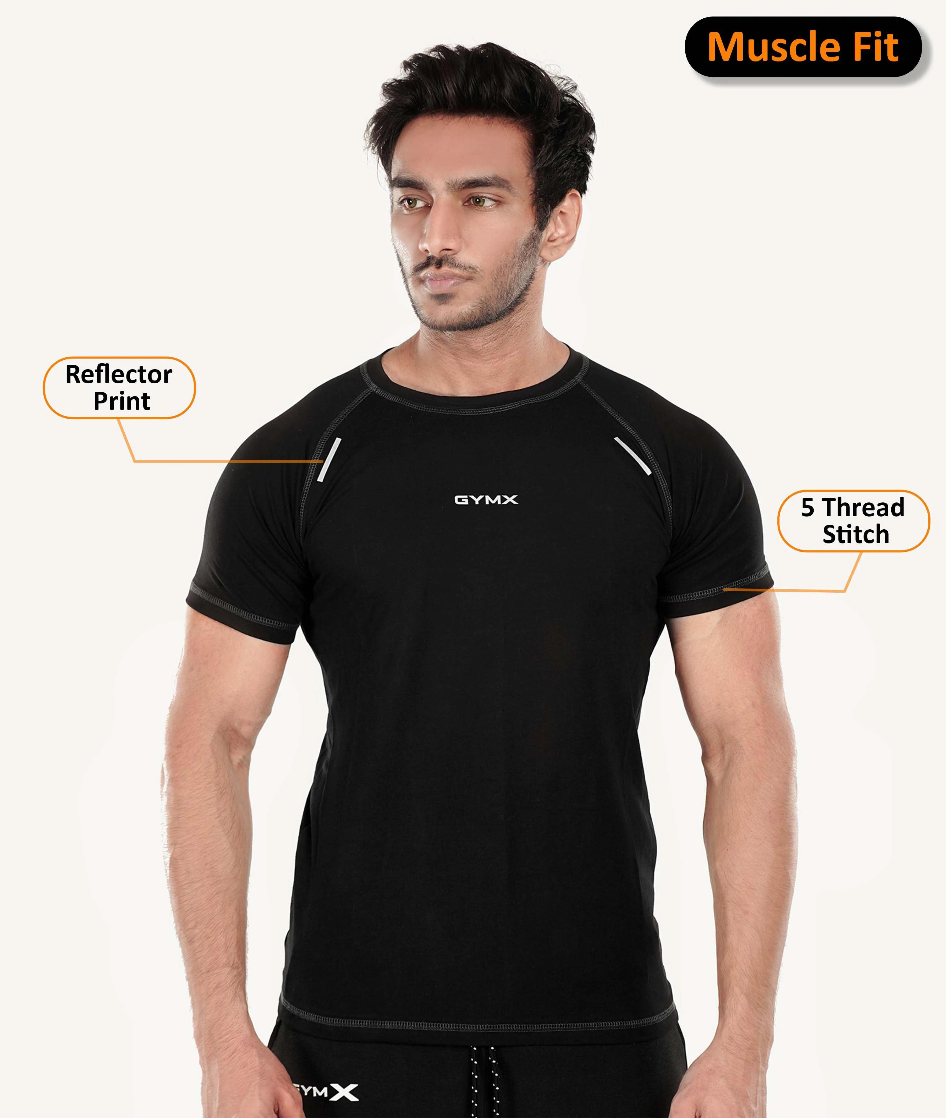 Flex Cotton GymX Tee: Black - Sale