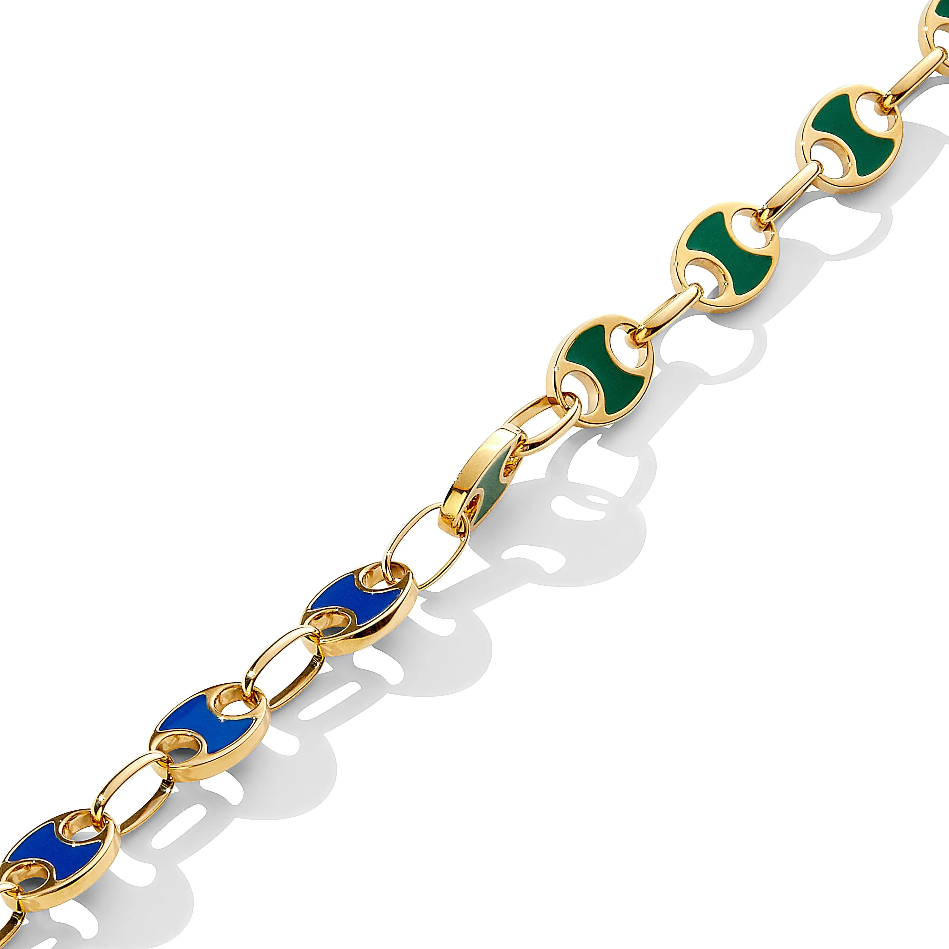 Geometrix Emerald & Lapis Enamel Bracelet