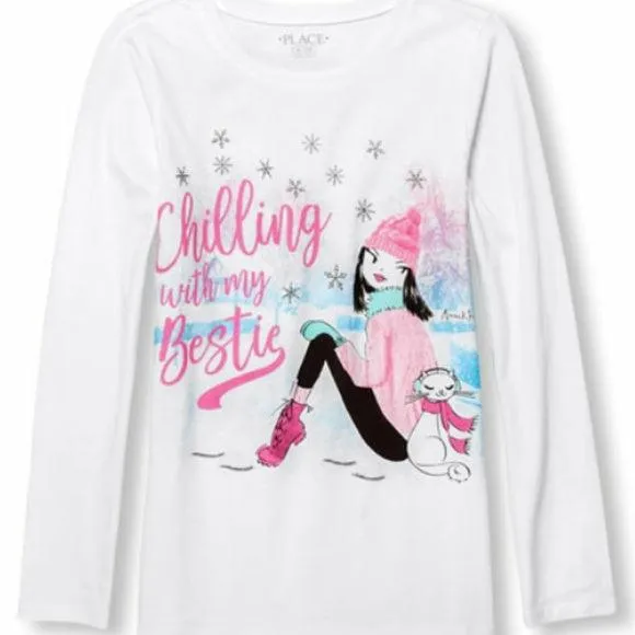 Girls long sleeve white cotton top