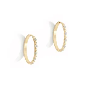 Gold Diamond Dotted Hoop Earrings