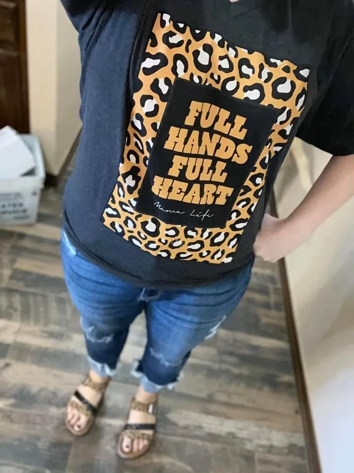 Graphite   Leopard {FULL HANDS FULL HEART} Mama Life Black V-Neck Tee