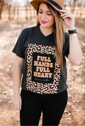 Graphite   Leopard {FULL HANDS FULL HEART} Mama Life Black V-Neck Tee