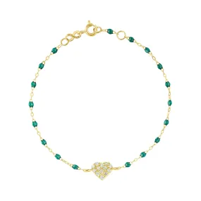 In Love Diamond Bracelet, Emerald, Yellow Gold, 6.7"