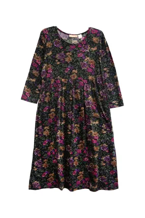 La Cera Cotton Knit Jersey Floral Printed Dress