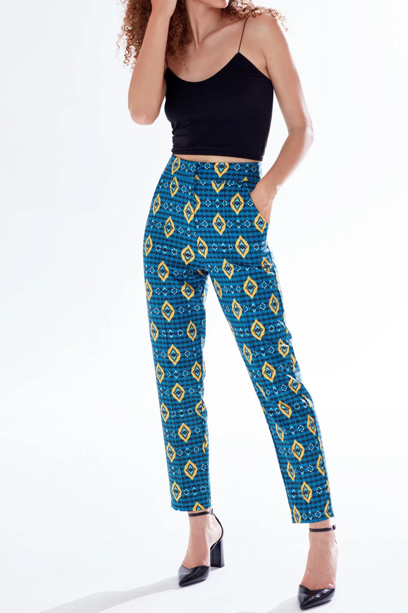 Liquorish African Print Cigarette Suit Trousers