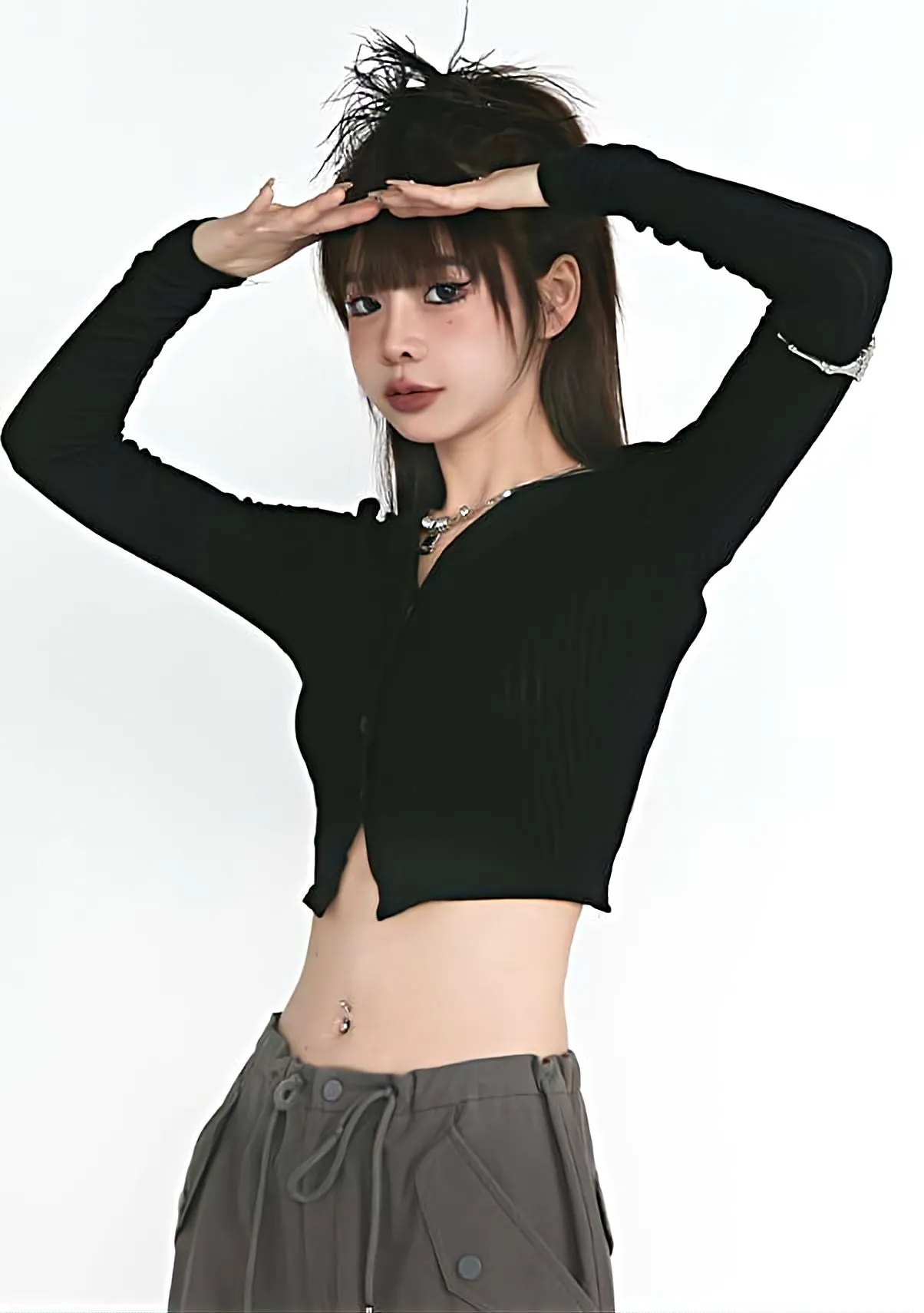 Long Sleeve Back Strap Crop Top