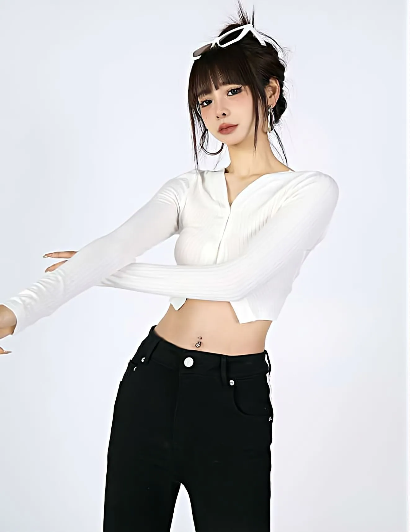 Long Sleeve Back Strap Crop Top