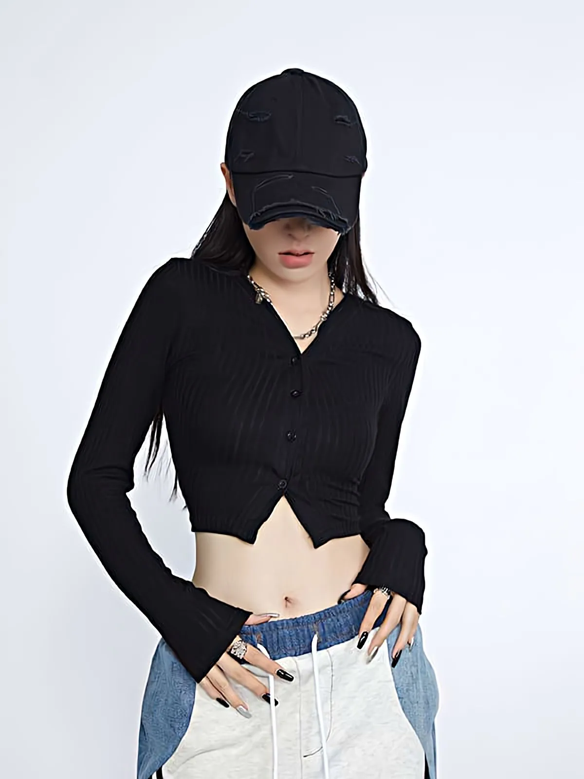 Long Sleeve Back Strap Crop Top