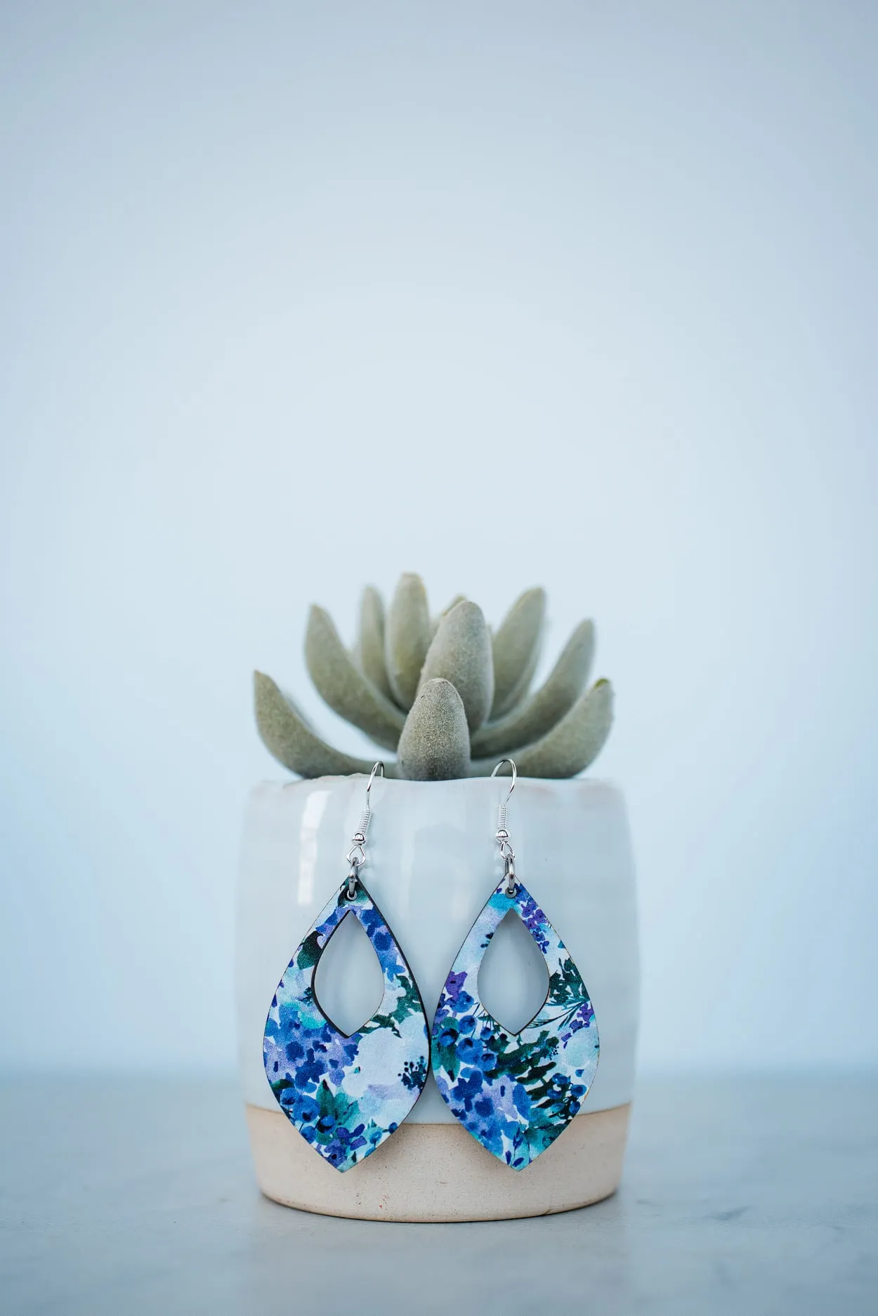 Medium Blueberry Floral Dangle Earrings