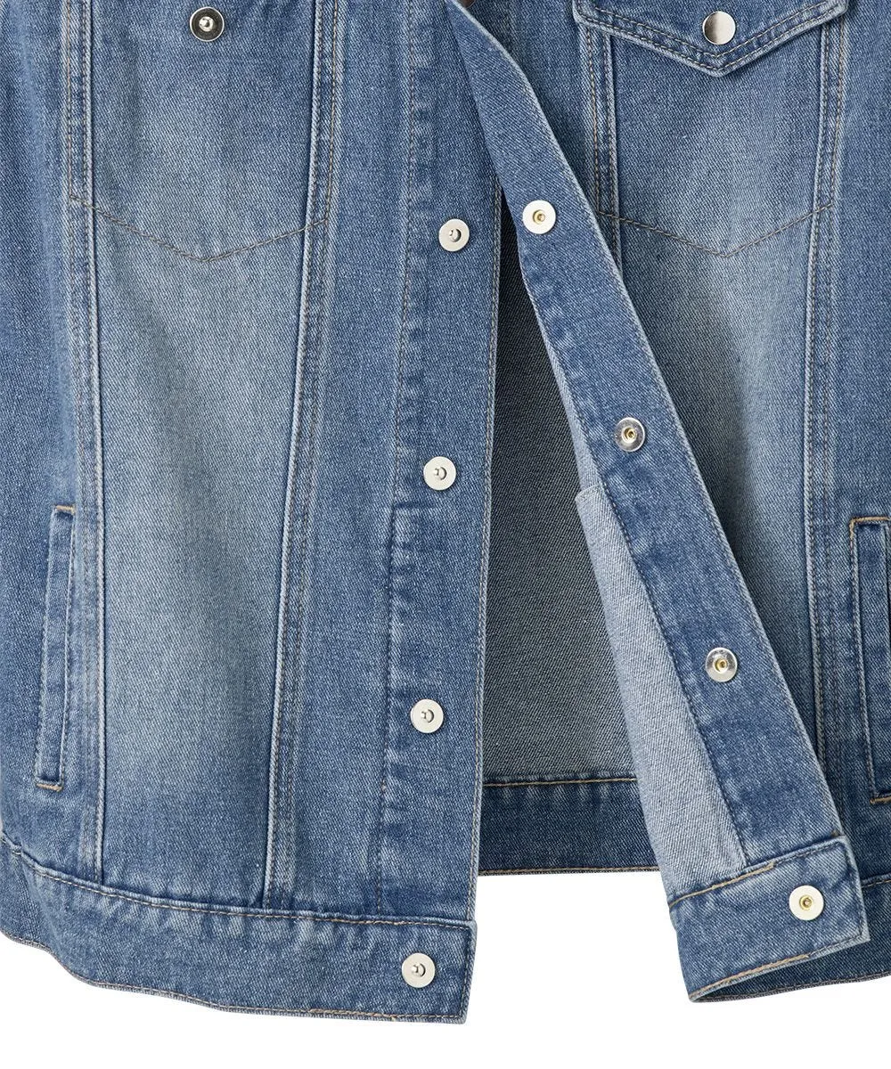 Men's Denim Jacket with Magnetic Buttons