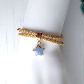 Metal Mesh Slider Bracelet With Agate Star