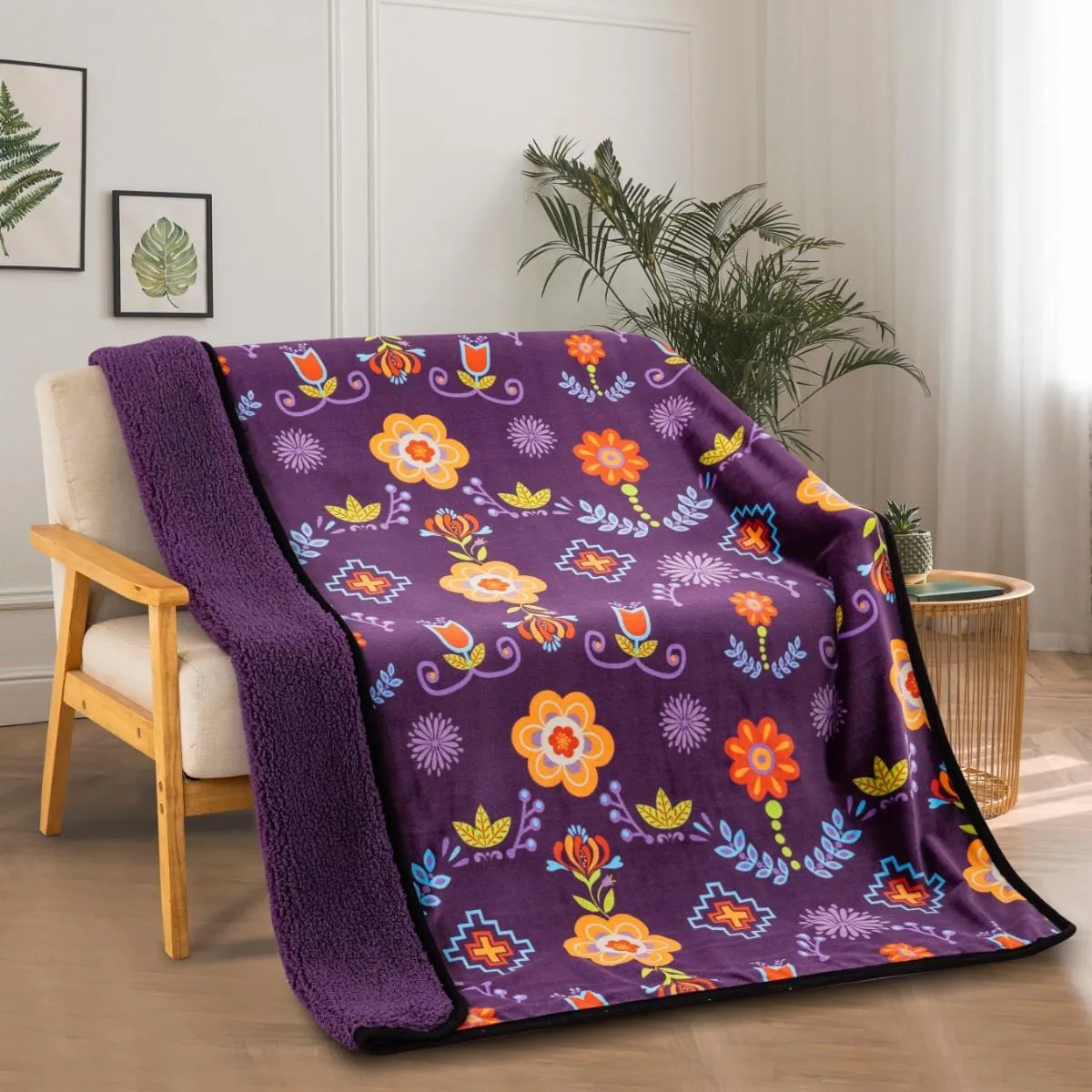 Native Floral SHERPA BLANKET